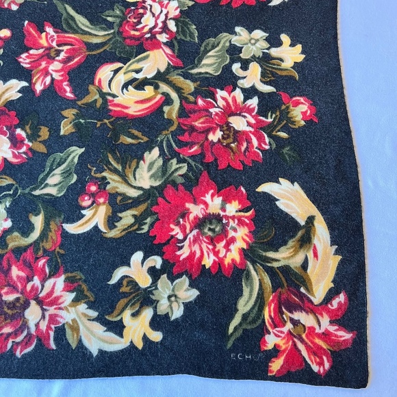 ECHO Wool Square Floral Scarf - Picture 4 of 5